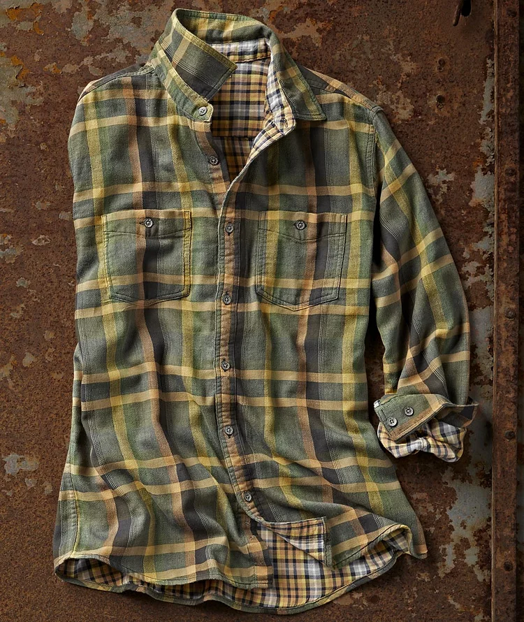 Men's fashion all-match plaid shirt
