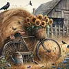 Sunflower Bike-11CT Stamped Cross Stitch 45*45cm/17.72*17.72in tapestrymarket