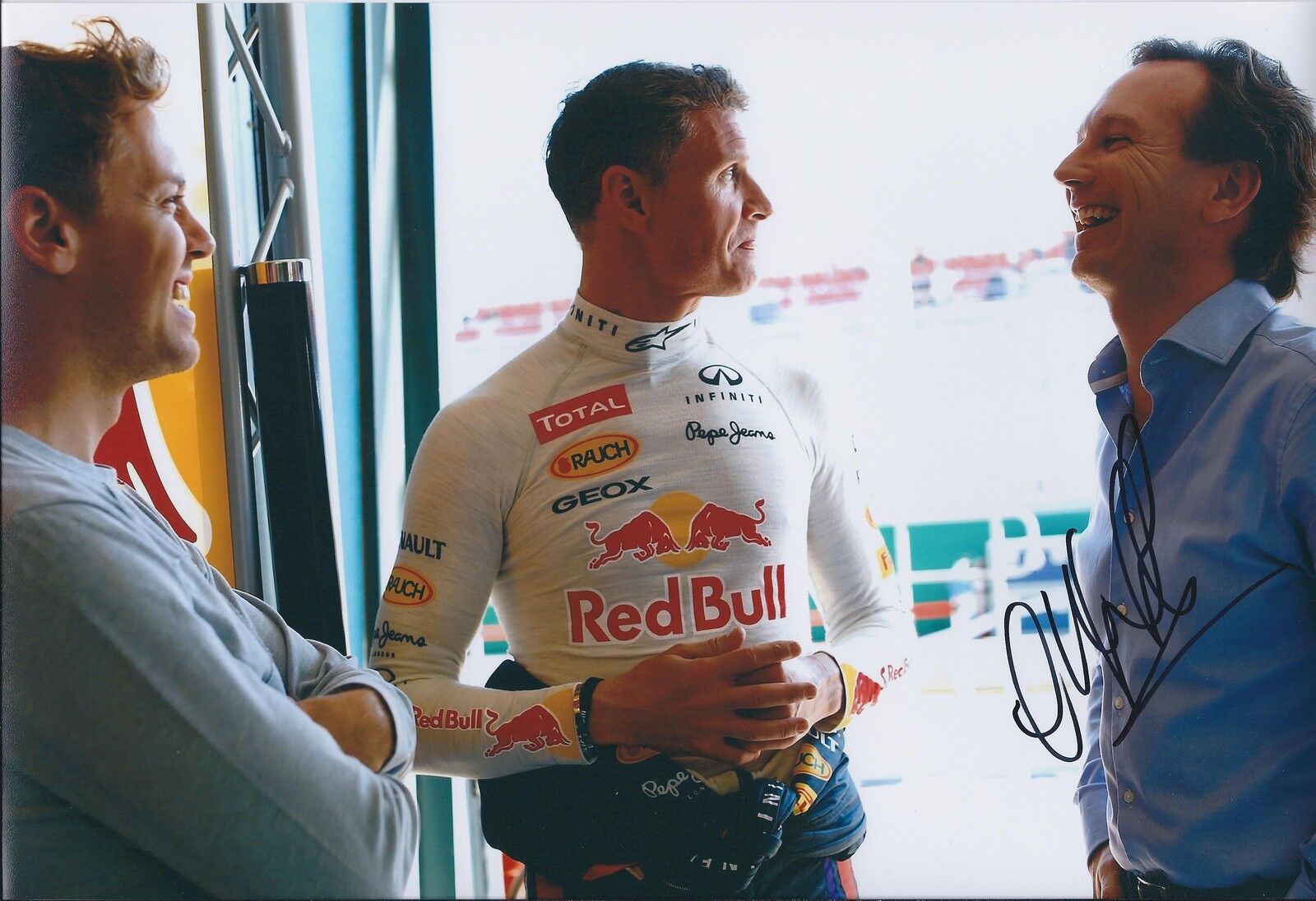 Christian Horner SIGNED Red Bull AUTOGRAPH 12x8 Photo Poster painting AFTAL COA COULTHARD