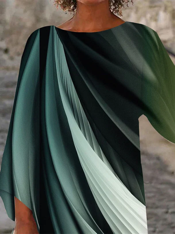 Women Half Sleeve V-neck Solid Color Dress