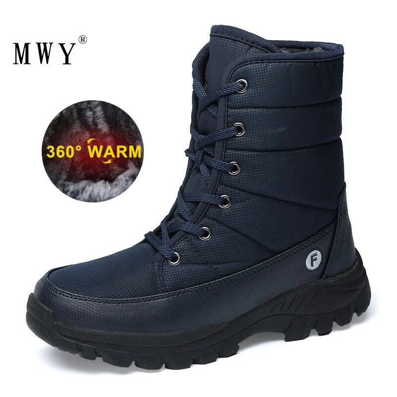 MWY Women Boots Non-slip Waterproof Winter Unisex Ankle Snow Boots Platform Man Winter Shoes Short Plush Boots Large Size 36-46