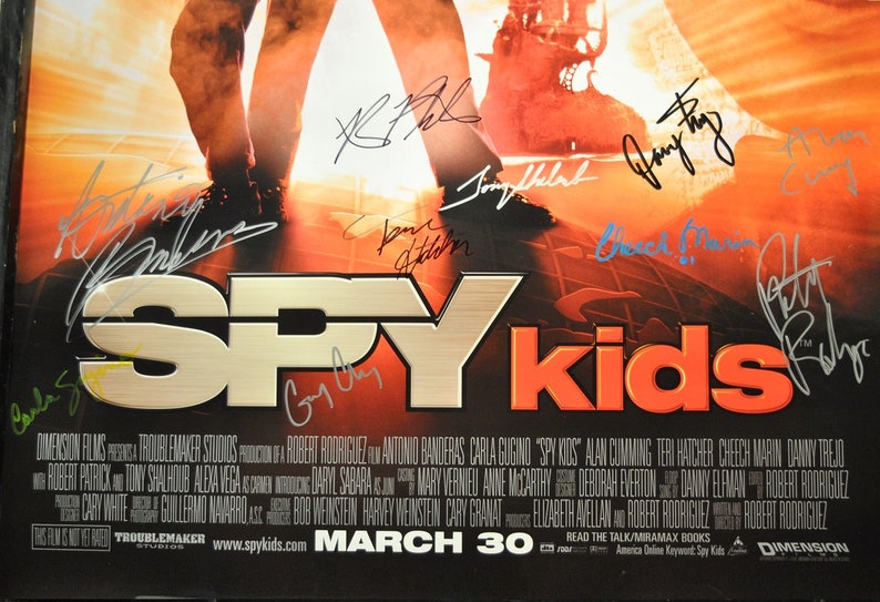 SPY KIDS CAST Signed Movie Poster x10 Carla Gugimo, Antonio Banderas, Teri Hatcher, Tony Shaloub, Danny Trejo, Alexa Vega 27x 40 wcoa