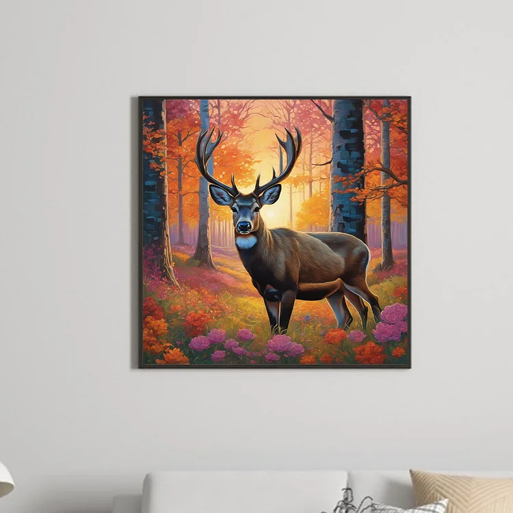 Abstract Deer  Paint with Diamonds Deer Canvas Art