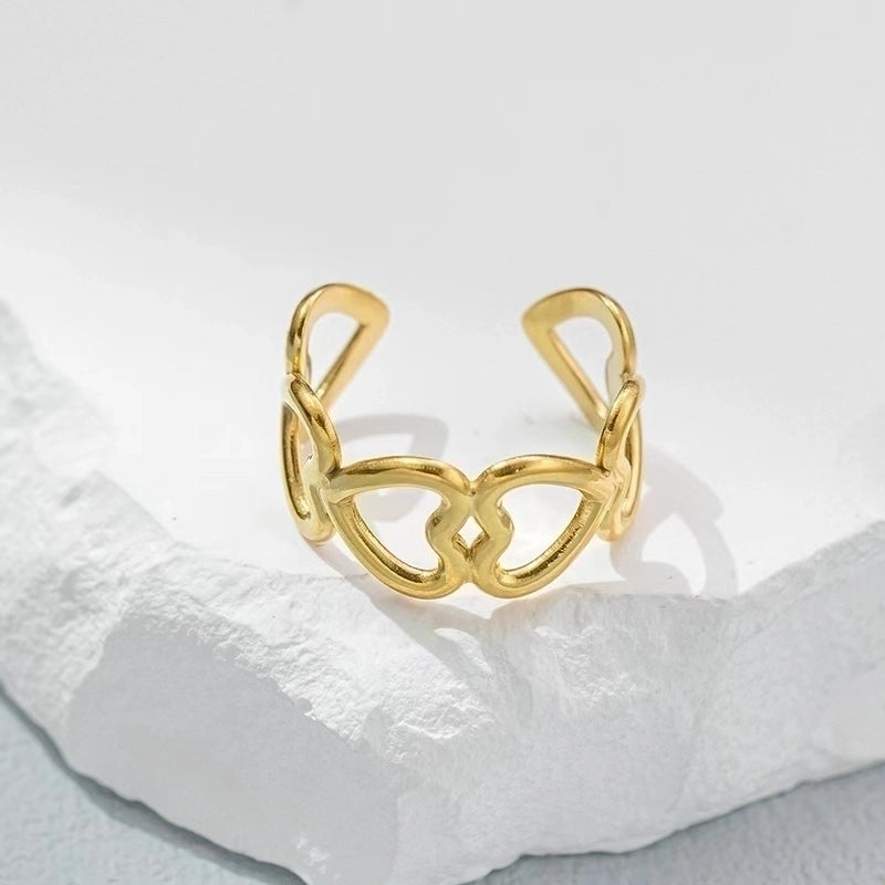 Retro Geometric Stainless Steel Gold Plated Plating Open Rings