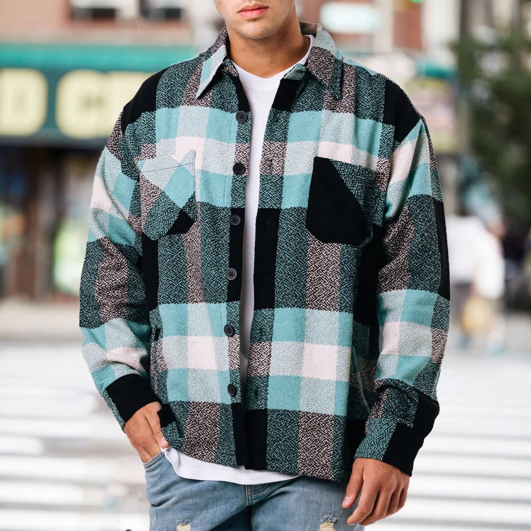 Mens Casual Plaid Jacket