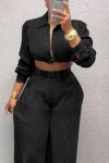 Women's Kink Long Sleeve Top And Pants Suit