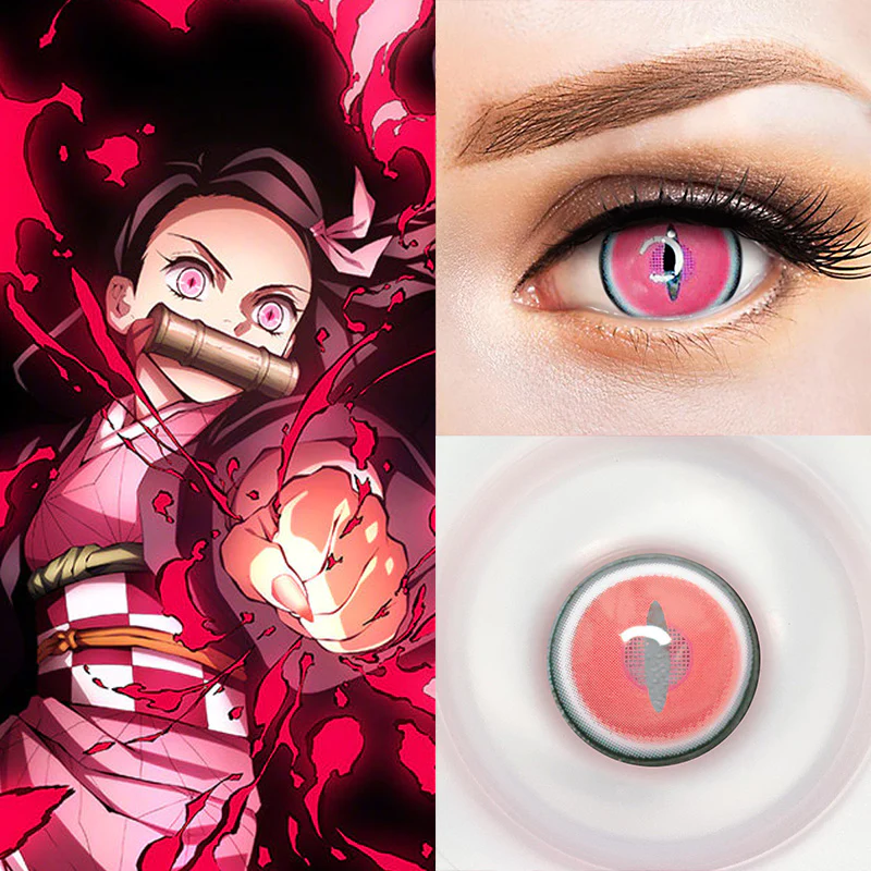 Cosplay Demon Slayer Nezuko Pink Coloured Contact Lenses