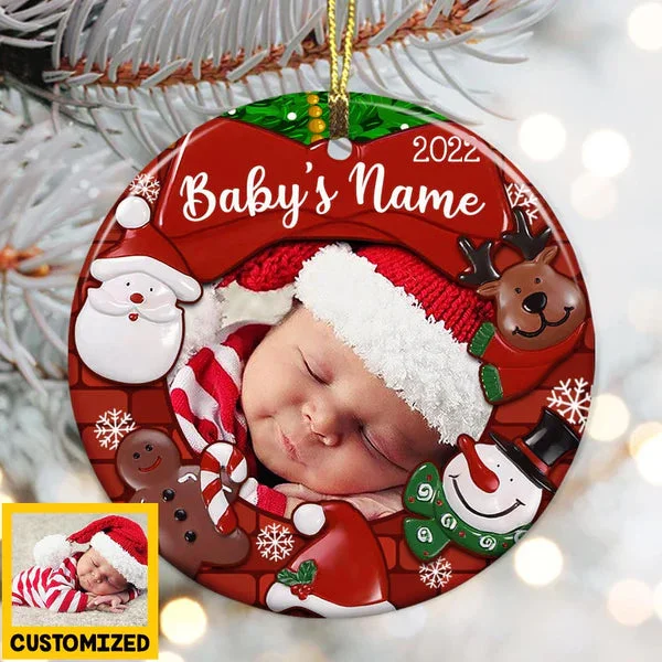 Baby First Christmas Photo Circle Ornament-Christmas Gift