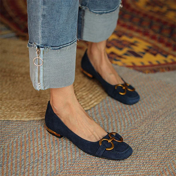 Casual Square Toe Horse-Bit Flats