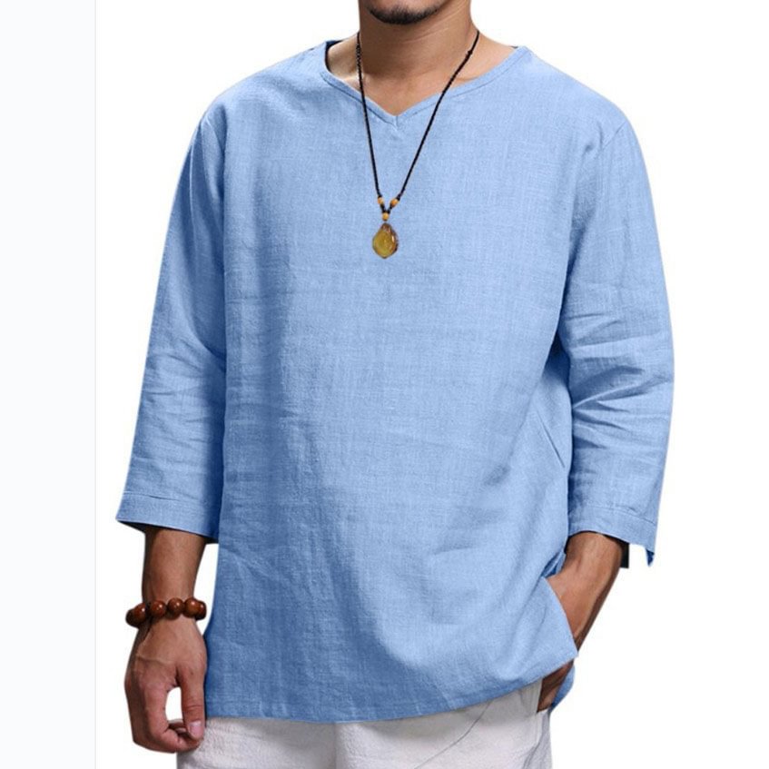 Men's Solid Color Casual 3 Minute Sleeve T-Shirt