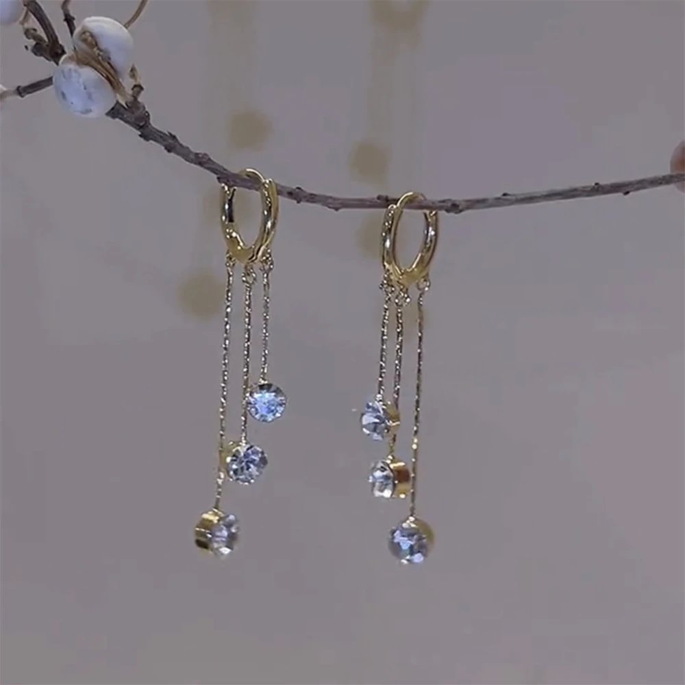 Shecustoms™ Sparkling Diamond Long Tassel Earrings