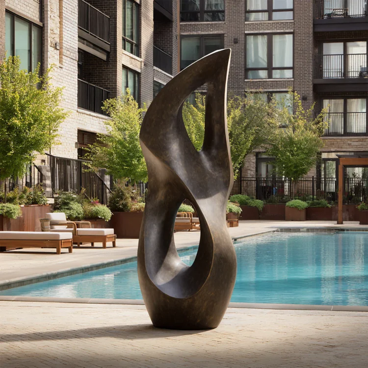 Custom Elegant Antique Bronze Modern Abstract Bronze Sculpture Outdoor Garden Sculpture for Contemporary Spaces