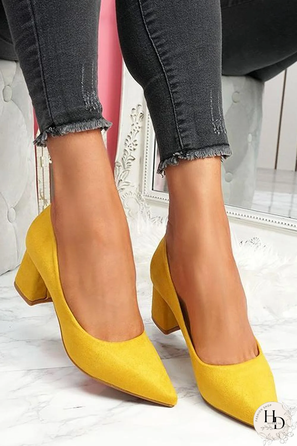 Chunky Heel Pointed Heels