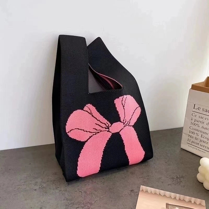 Women’s Medium Knit Letter Heart Shape Flower Cute Square Open Square Bag