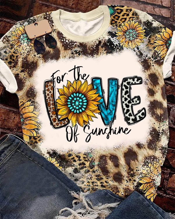 For The Love Of Sunshine Sunflower Print V Neck T-shirt