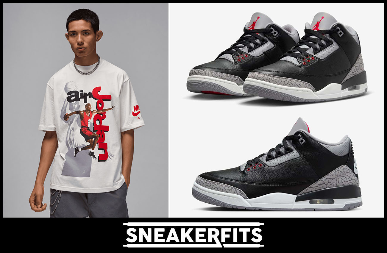 Air Jordan 3 Black Cement 2024 衬衫 Sneakerfits