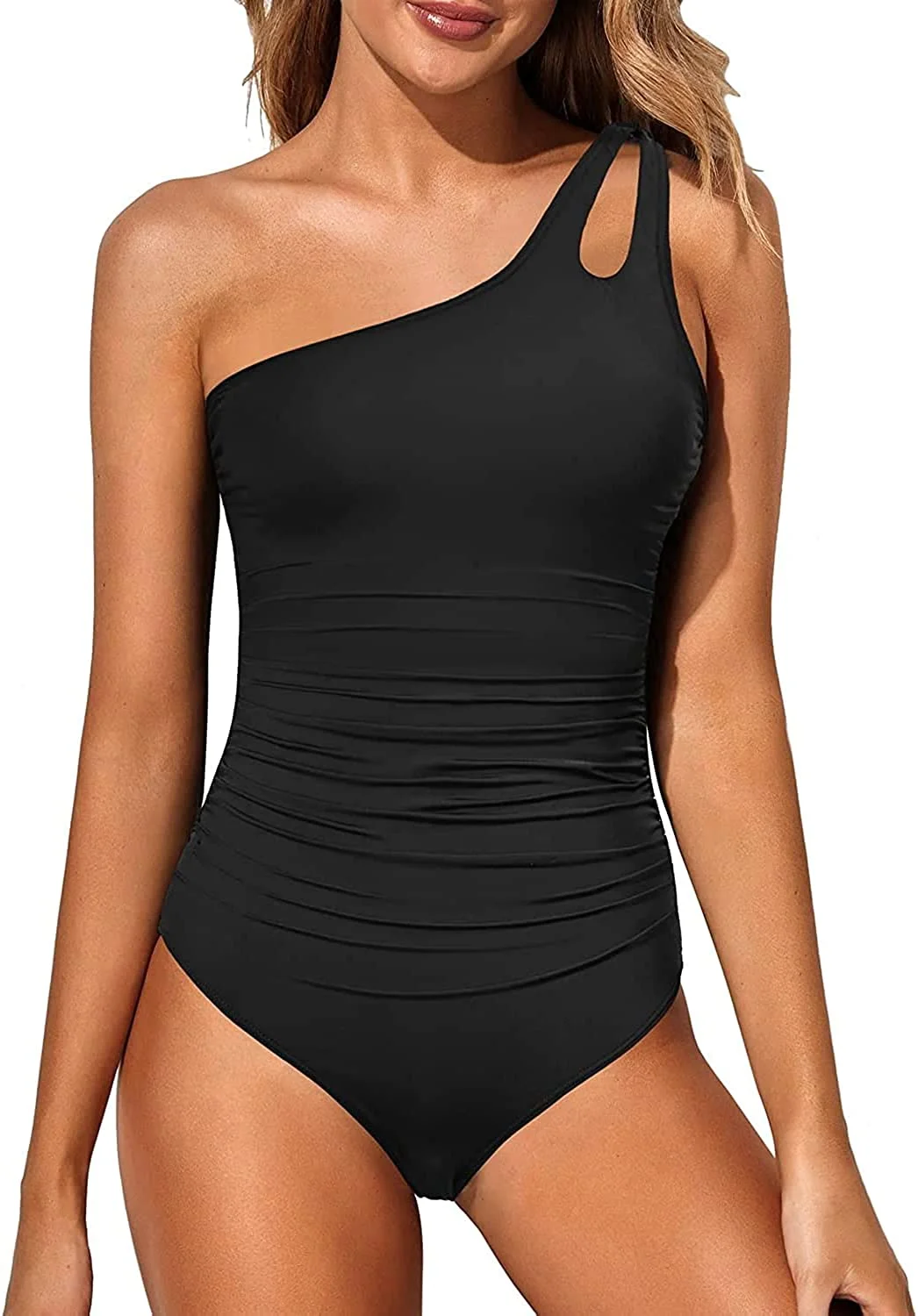 One Shoulder One Piece Tummy Control Swimsuits