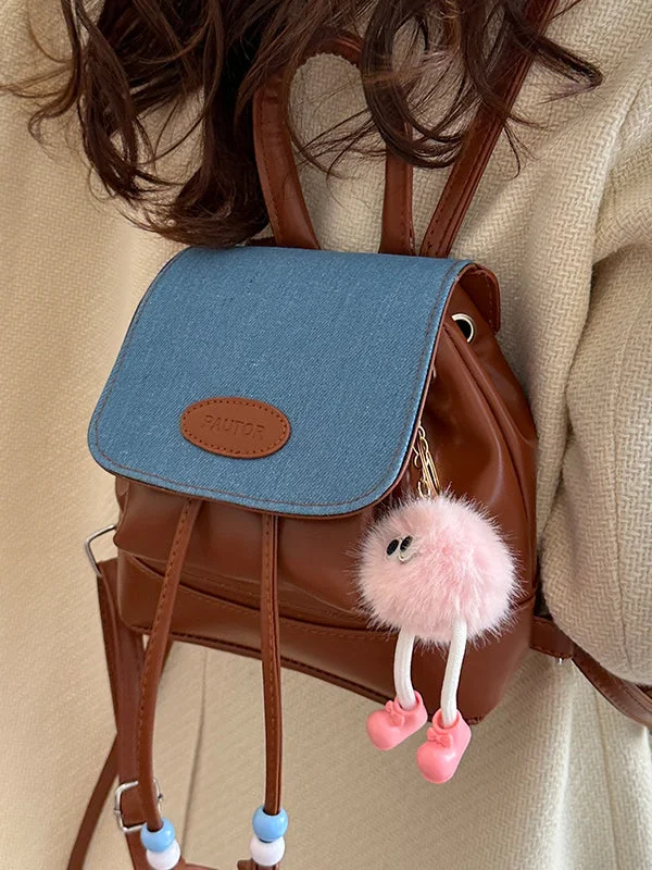 Contrast Color Geometric Backpack Handbags