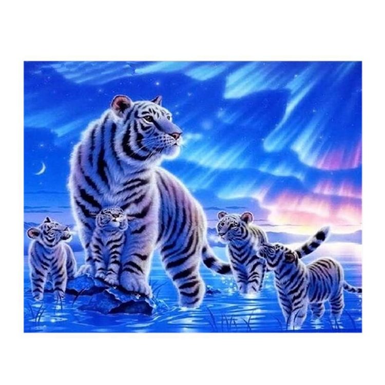 Tiger Animal Dec - Round Drill Diamond Painting - 40x30cm(Canvas)