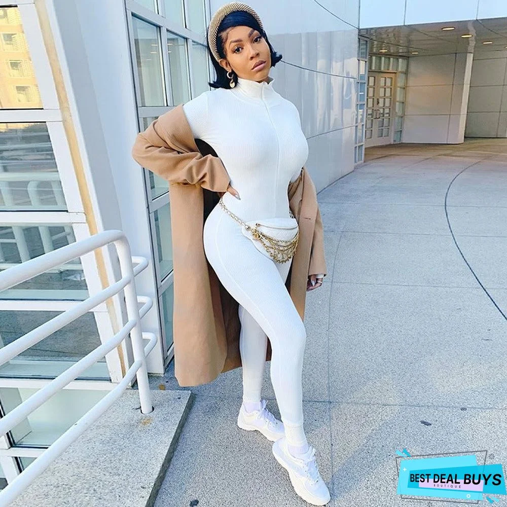 New High Neck Slim Fit Bodysuit Pants