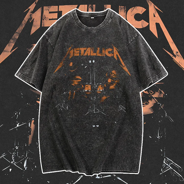 Davidhawaii100% Cotton Casual Vintage Rock Drums Men's Street T-Shirt - 100% Cotton