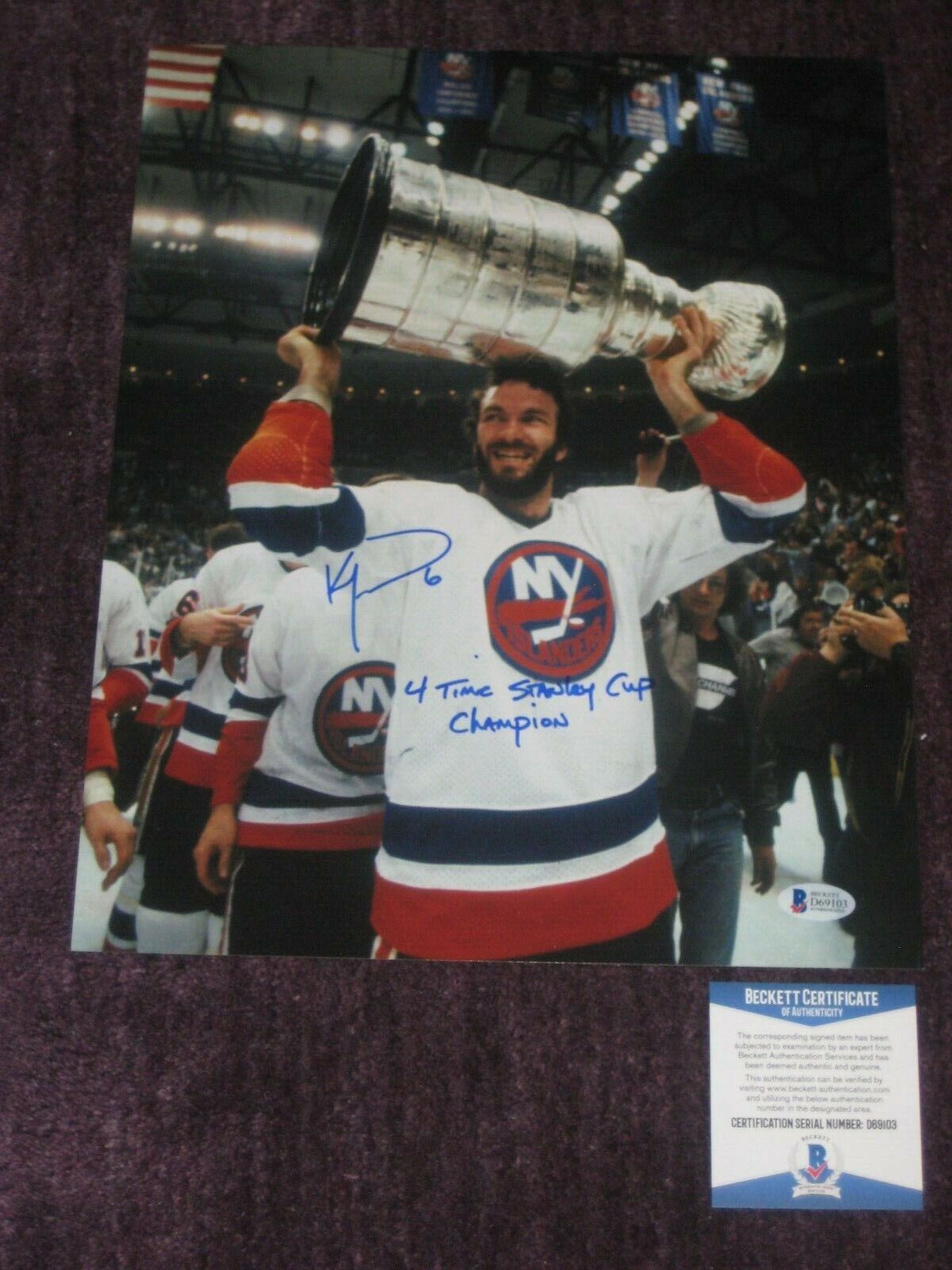 KEN MORROW Signed New York ISLANDERS 11x14 Photo Poster painting w/ Beckett COA & Inscription