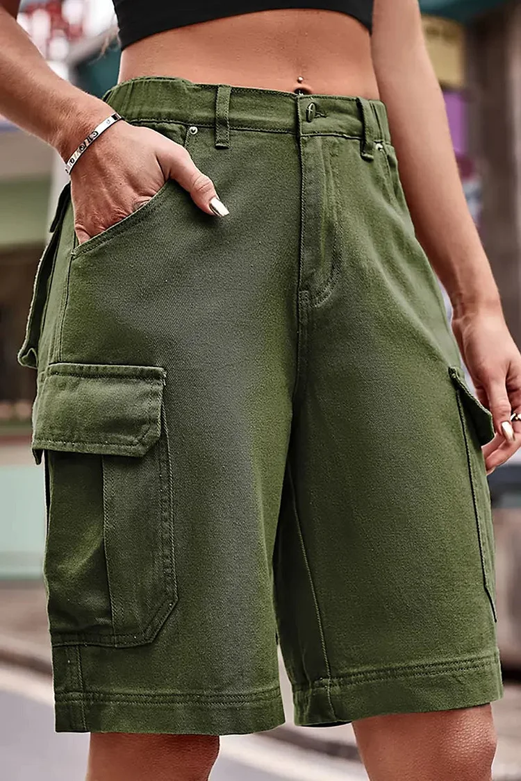 Trendy Elastic Waist Denim Shorts