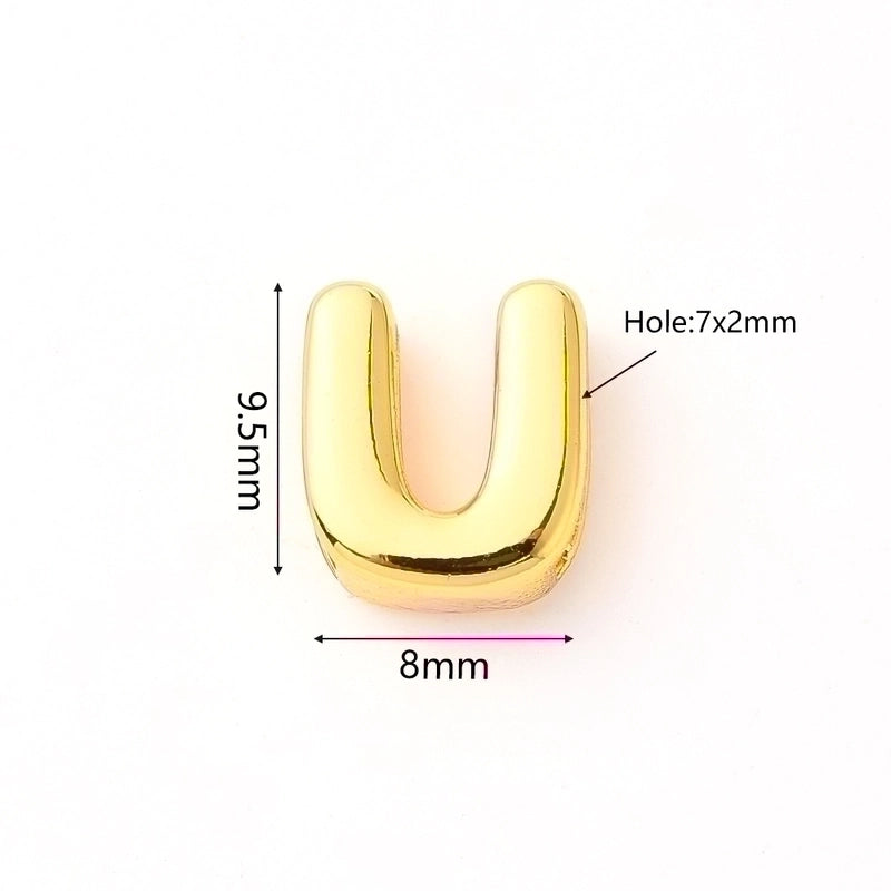 1 Pc/Package 9.5x6mm 9.5×7.5mm 9.5x8mm 7x2mm Copper 18K Gold Plated Letter Bubble Polished Beads