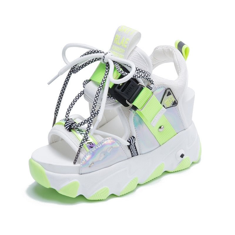Comemore 2021 Platform Gladiator Sandals Lace Up White Sandals Women High Heels Wedges Casual Sports Shoes Woman Spring Summer