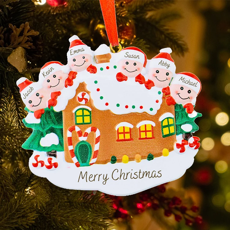 Family of 6 Personalized Happy Family Christmas Ornament