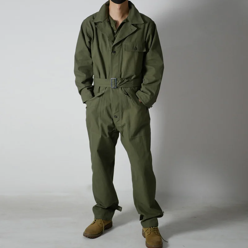 US Army Herringbone Cotton Men's Army Green Cargo Jumpsuit