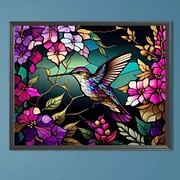Diamond Painting - Full Round - Stained Glass Hummingbird(30*30cm)-965698.01
