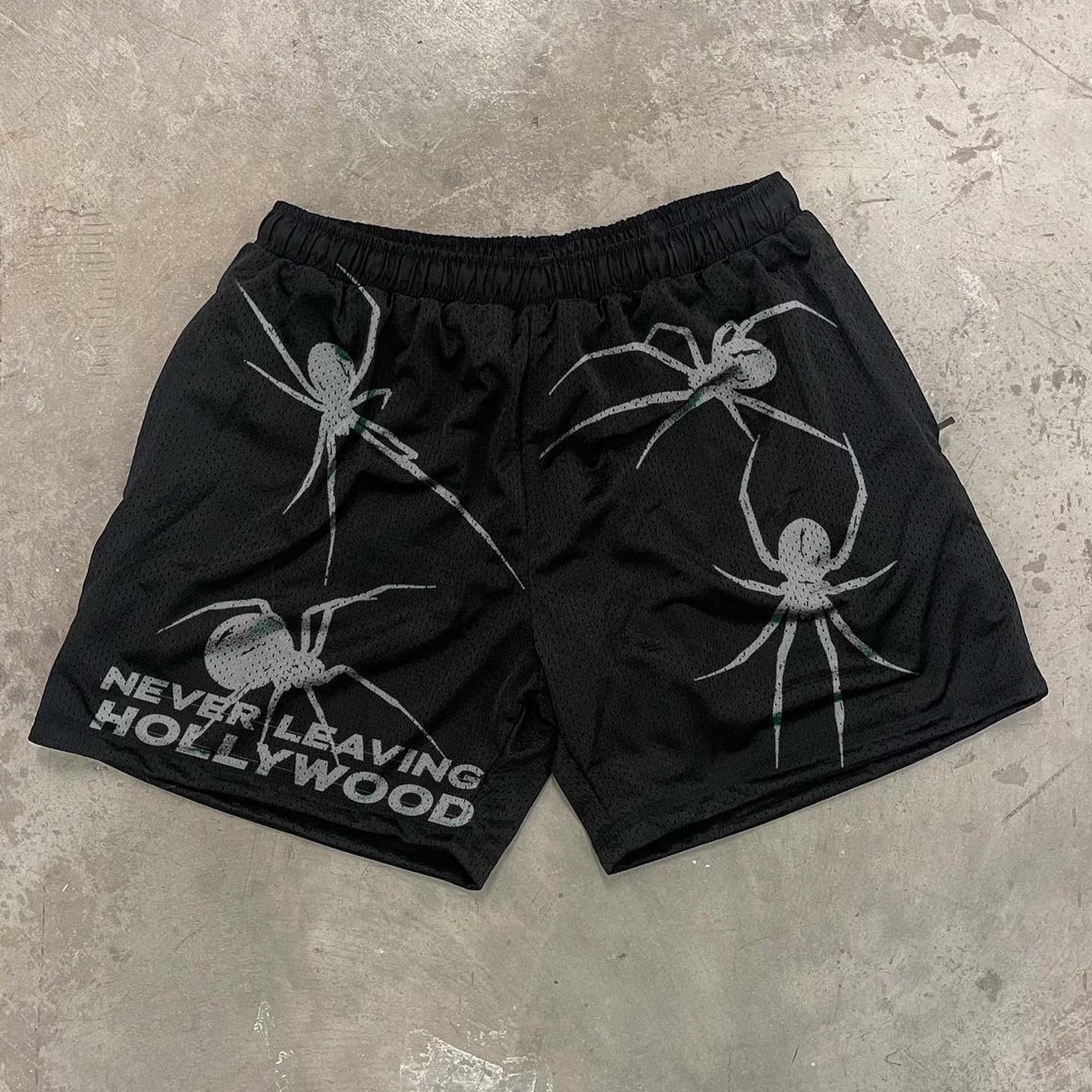 Retro Spider Print Street Mesh Shorts - SOPULA