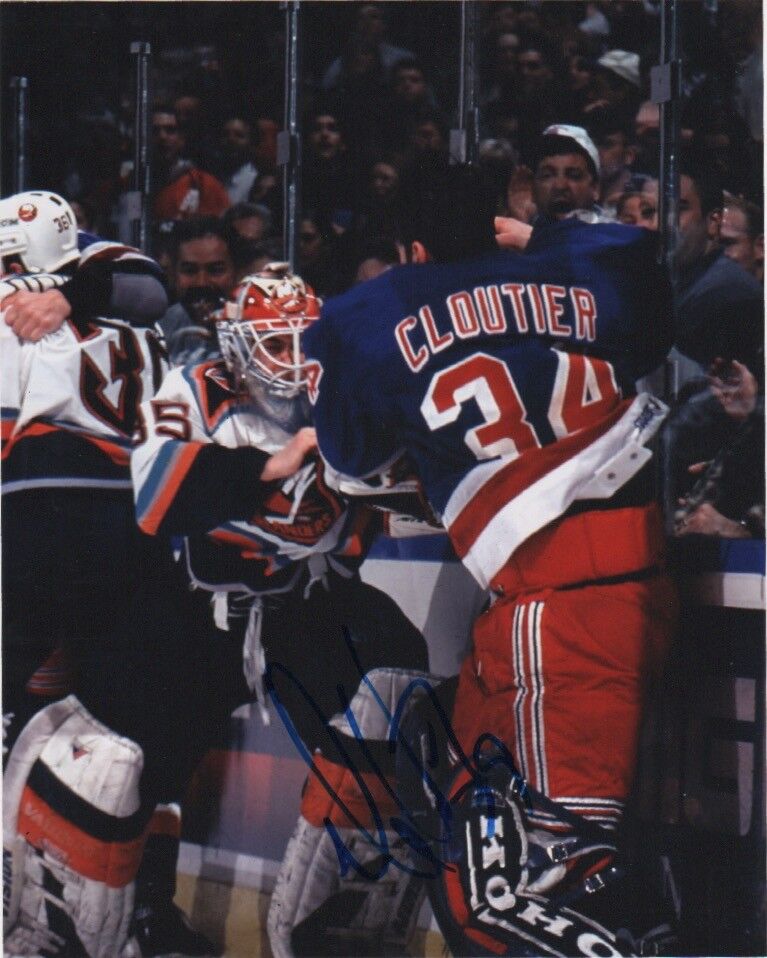 New York Rangers Dan Cloutier Fight Autographed Signed 8x10 NHL Photo Poster painting COA #2