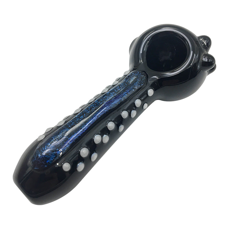 Owl Bowl Glass Spoon Pipe with Article Black & White Stripes