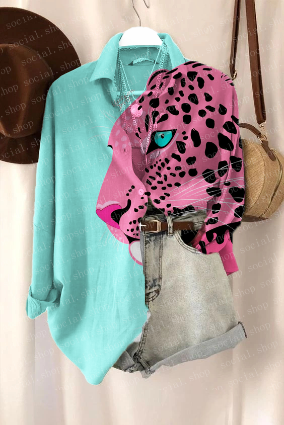Pink Cheetah Art Painting Shirt socialshop