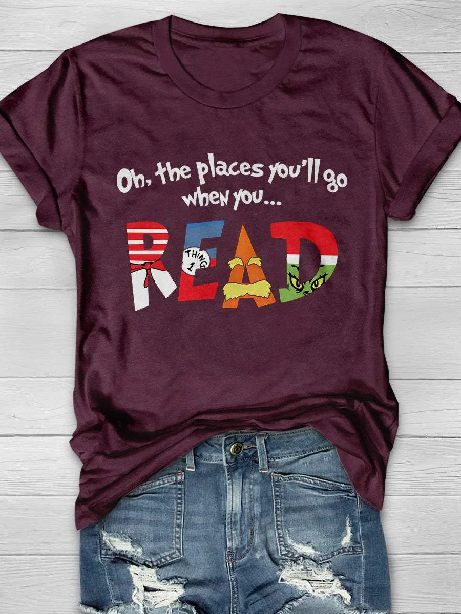 Place Go Read Print Short Sleeve T-shirt