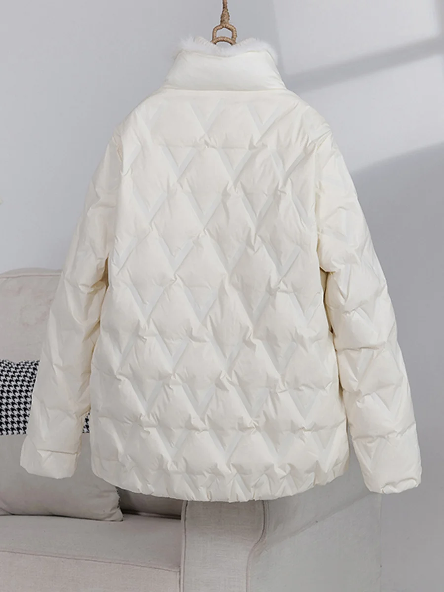 Woherb Mink Wool Down Jacket Female 2024 Winter Fashion New Chinese Style Design Feeling Pressure Glue Foreign Style Small White Duck Down Coat-Outfit Ideas