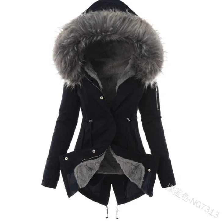 Autumn and winter new products cotton hooded slim warm zipper jacket women