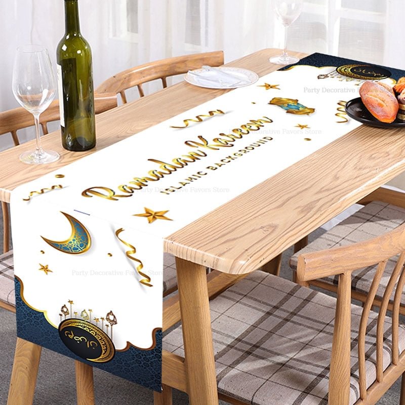 180x35cm Eid Mubarak Table Runner Ramadan Decoration For Home Islamic Muslim Party Decor Ramadan Kareem Eid Al Adha Gift