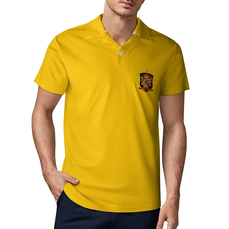 Espagne Polo De Golf &Agrave; S&eacute;chage Rapide Coupe Homme Blanc