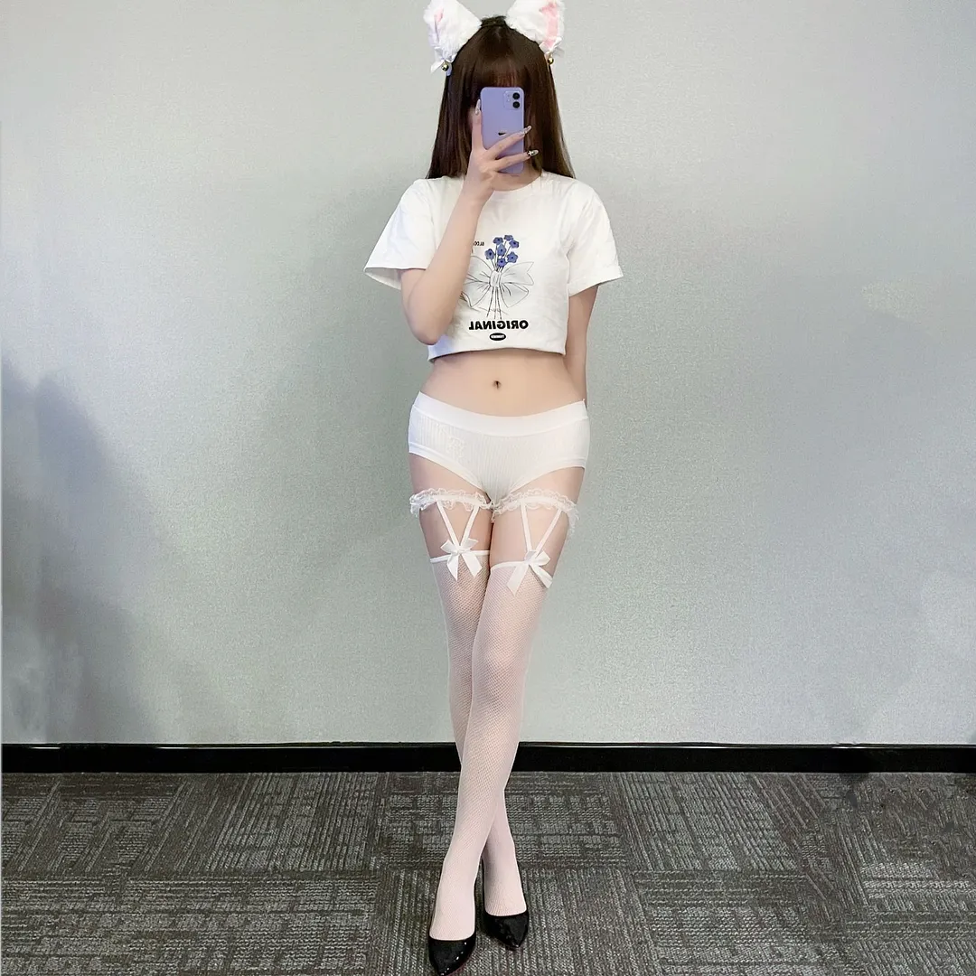 Churchf Sex Stockings Women Feel Pure Desire Bow White Stockings Net Socks Ultra-Thin Jk Over-Knee Ultra-Thin Leg Socks
