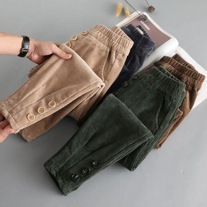 Pants Women Solid Harem Button New Arrival Corduroy Fashionable Ulzzang BF Large Size 4XL Beam Feet Pant Womens Casual Hot Daily