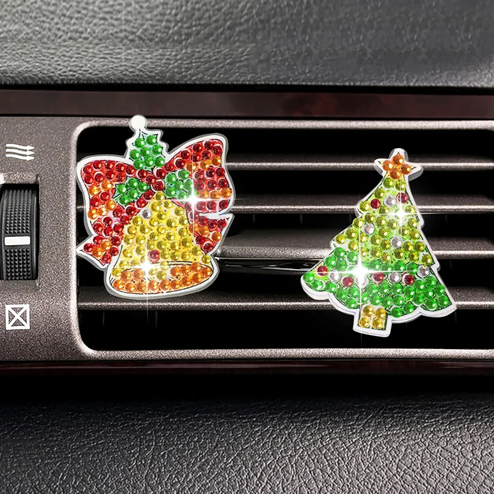 6Pcs Christmas Diamond Painting Car Air Vent Clips Car Decor for Women Girls