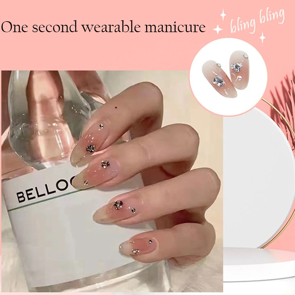 24pcs Ballet Fake Nails Coffin Head Pink Color Press On Nail Art tips with 3D Heart And Bow Design French Style Girl False Nails-Nail Inspo