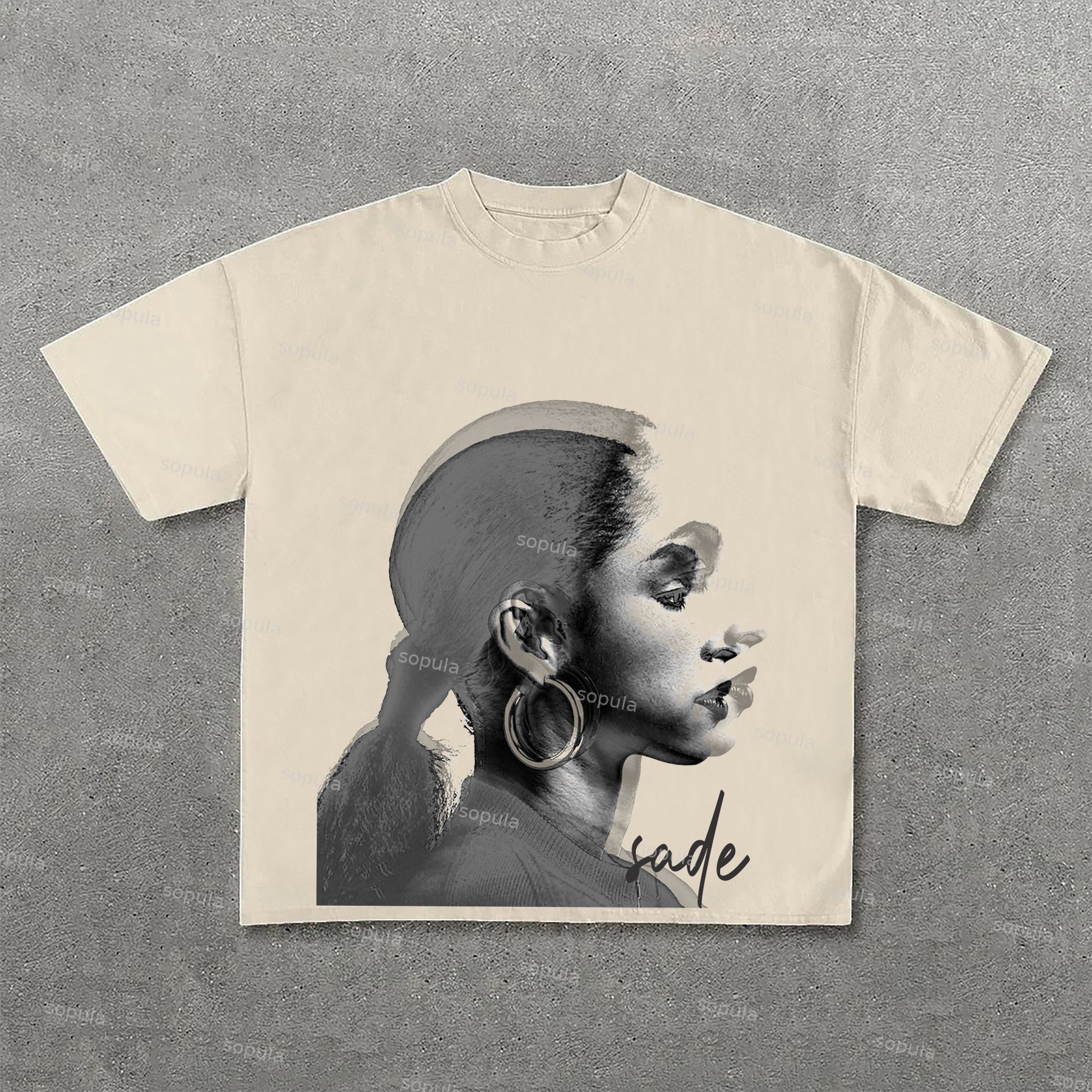 Vintage Sade Adu Print Graphic Cotton T-Shirt - Sopula｜Premium Graphic Tees & Graphic Clothing