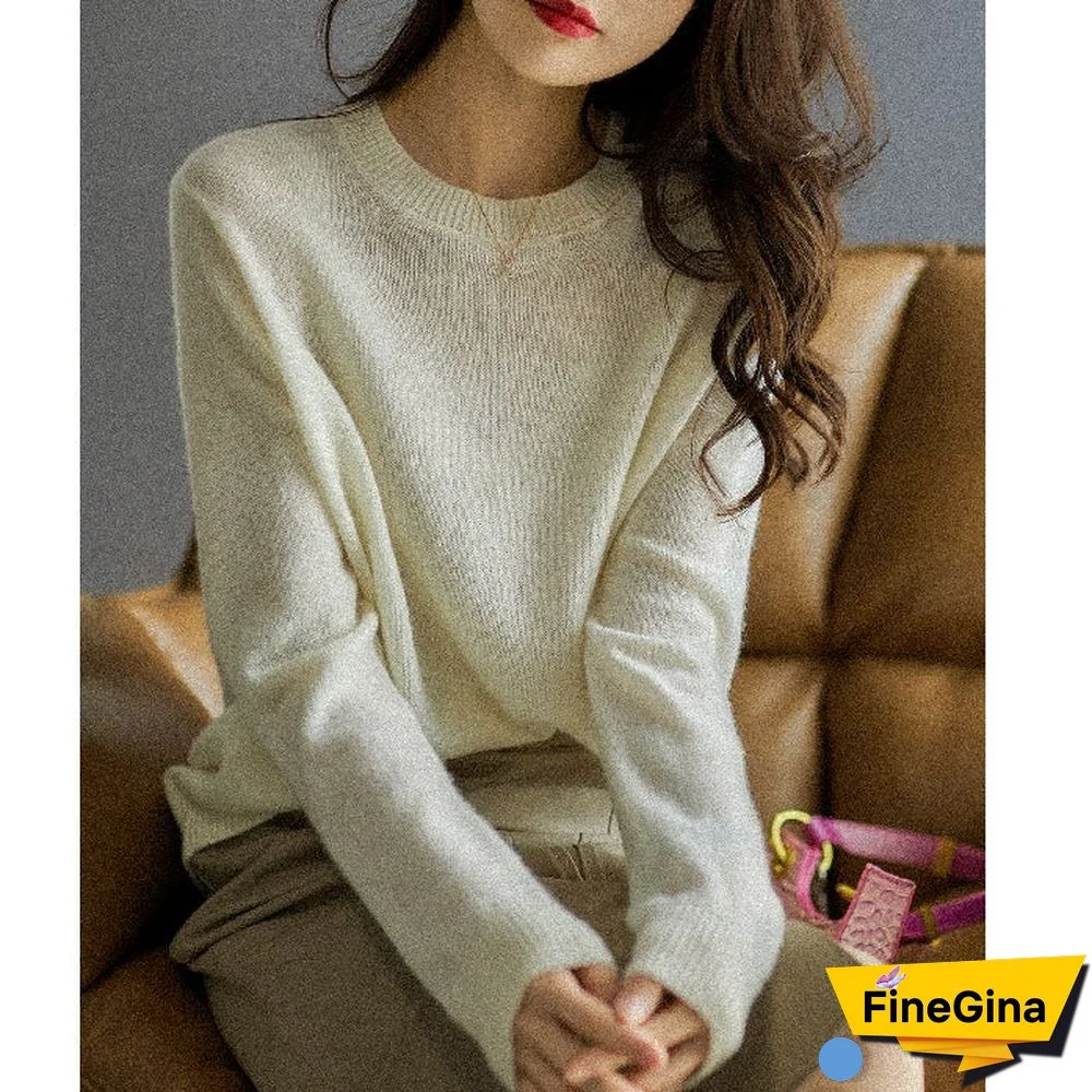 Loose Round Neck Pullover with Thin Knitted Bottoming Shirt