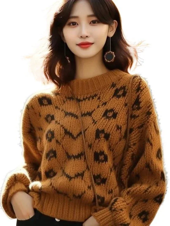 Athvotar Athvotar Goods Heavy Industry Caramel Color Thick Line Sweater 2025 New Lazy Loose Knitting Small Fragrant Coat