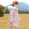 Kids Girl Winter Silver Jacket Christmas Snowsuit Coats Long Parka