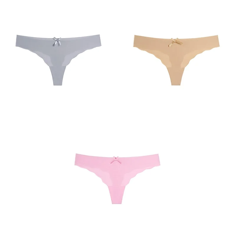 3 Pcs Sexy Lingerie Woman Underwear Seamless Sports Panties Female Thong G-string Thongs For Woman Underwear Ice Silk BANNIROU